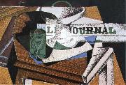 Juan Gris Fruit dish book and newspaper oil